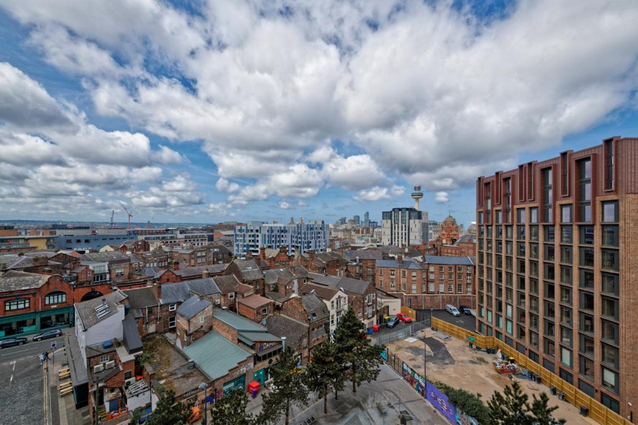 City skyline view from the apartment terrace in Liverpool